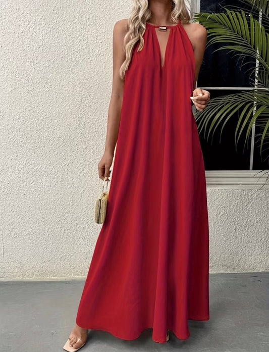 Flowy Long Dress - Red