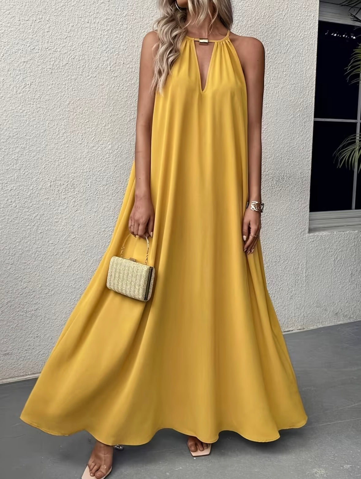 Flowy Long Dress - Yellow
