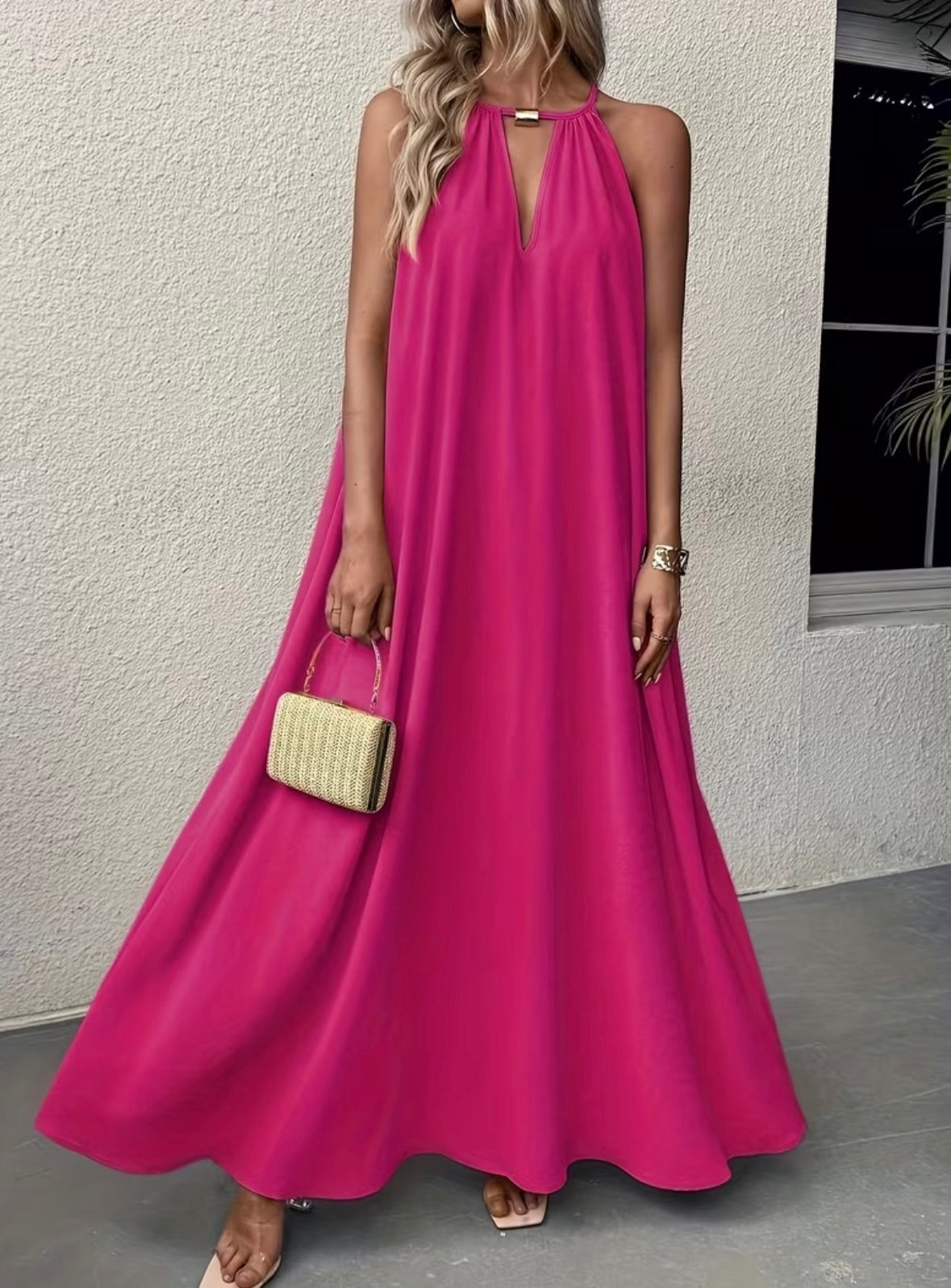 Flowy Long Dress - Fuschia