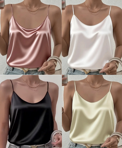 Silky Sateen Camisole with Spaghetti Straps - size M