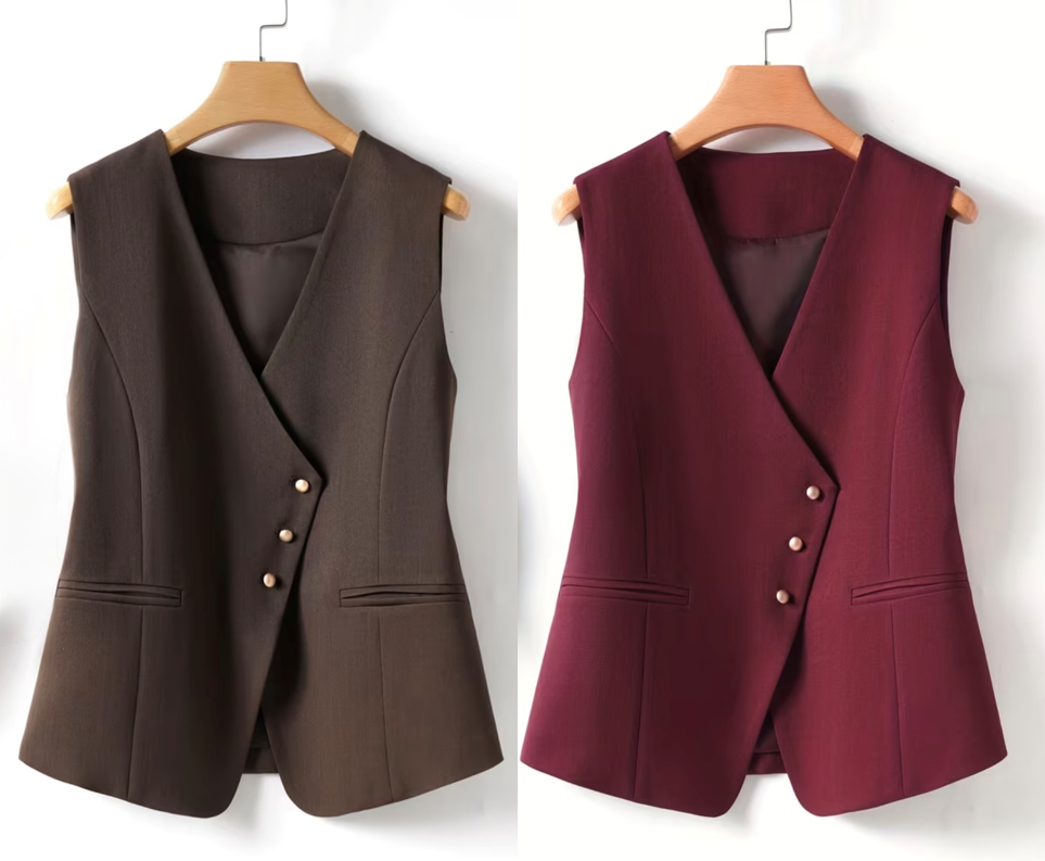 Plain Wrap-Over Vest - 2 colors